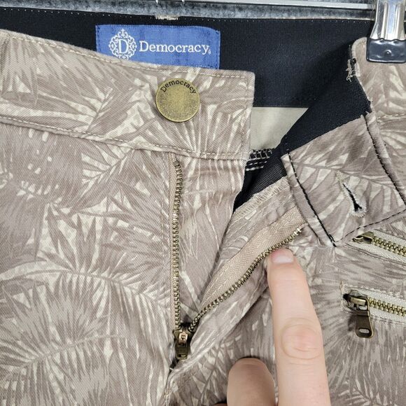 DEMOCRACY Tropical Palm Leaf AB TECHNOLOGY B1565SNX2 Skinny Pants SIZE 10 - Picture 4 of 11